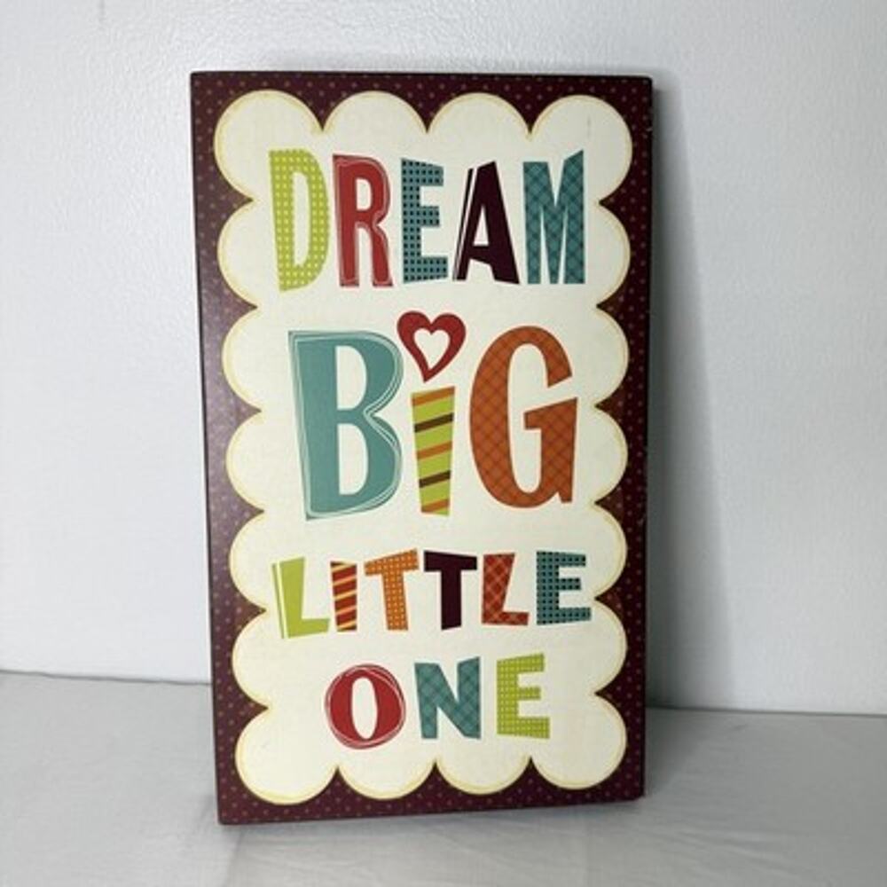 Dream Big Little One Kids Nursery Wall Sign Wood Multicolor Decor